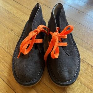 Nordstrom chocolate brown suede desert boots 9 9T orange laces preppy dress shoe